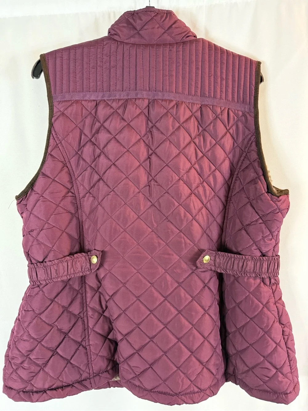 Weatherproof Women's Puffer Vest Full Zip Buttons Pockets Fuzzy Lined Purple XL - Picture 10 of 14